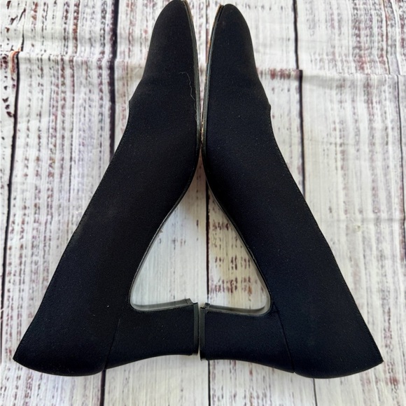 Stuart Weitzman Black Fabric Square-Toe Slip-On Block Heel Pumps Size 7 M - Picture 5 of 7